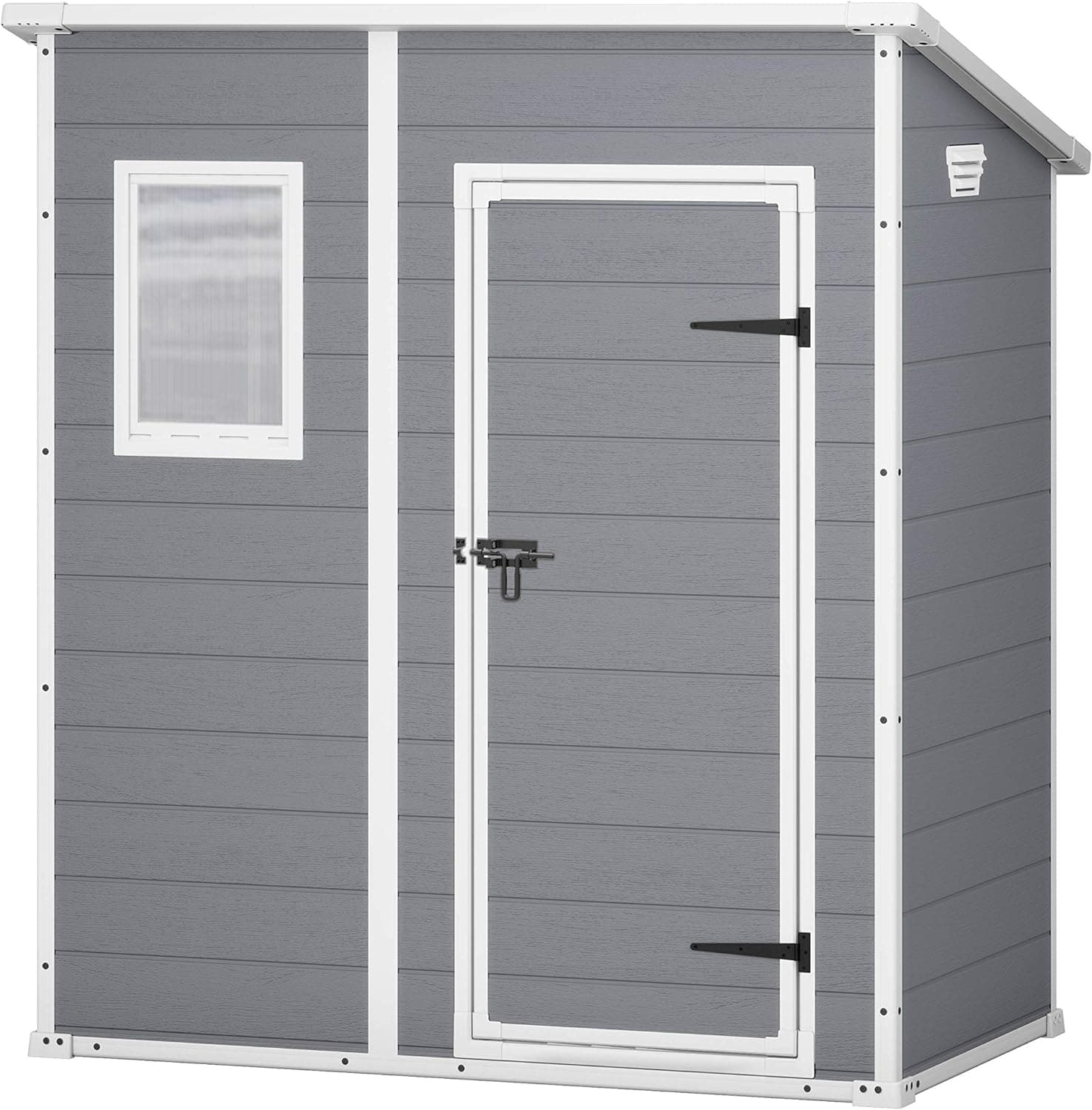 Keter Manor Pent 6x4 Gartenhaus wetterfest, Kunststoff, Outdoor, Außenmaße: BxTxH:183.5 x 111 x 200.5 cm, grau 🏡🌧️