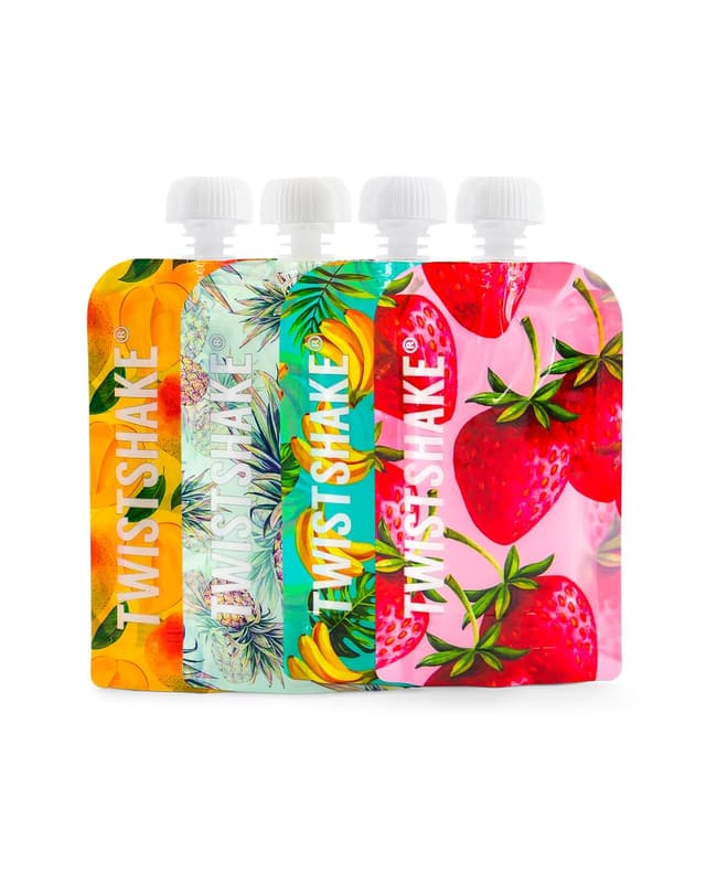 👶🍏 Twistshake 4er Pack Baby Lebensmittel Quetschbeutel - Auslaufsicher und BPA Frei!