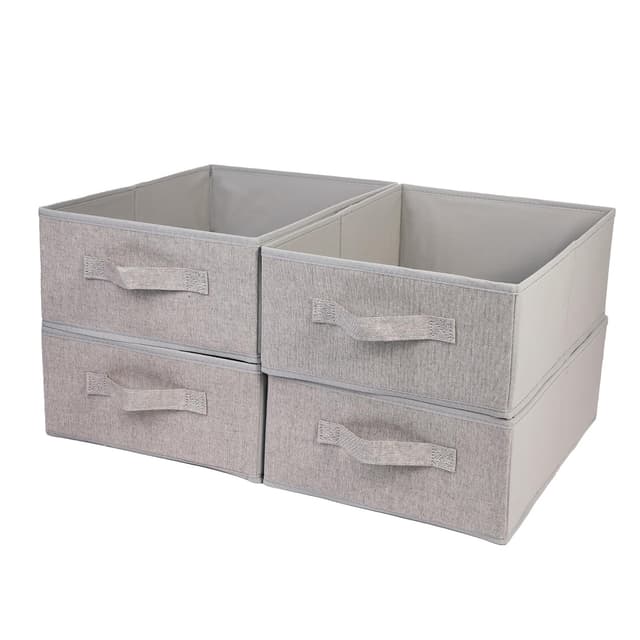 🌟 BOMKEE Aufbewahrungsbox Faltbar: Grau (4 Stücke, 15.4x11.4x5.5inch) STB-L01 🌟