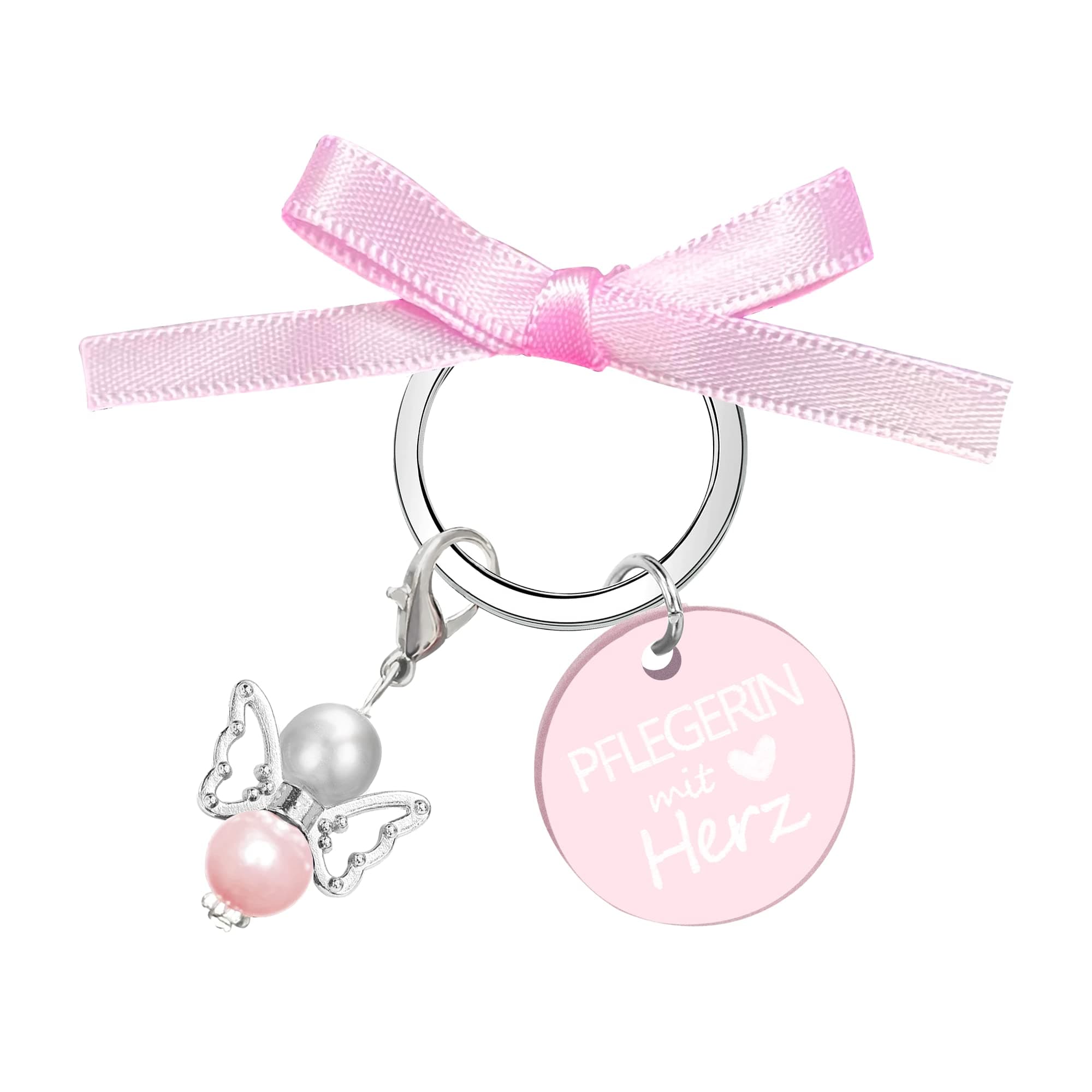 🎁 MKISHINE Schlüsselanhänger Pflegerin mit Herz Acryl + Schutzengel + Geschenkkarte - 5.59€