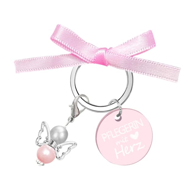 🎁 MKISHINE Schlüsselanhänger Pflegerin mit Herz Acryl + Schutzengel + Geschenkkarte - 5.59€