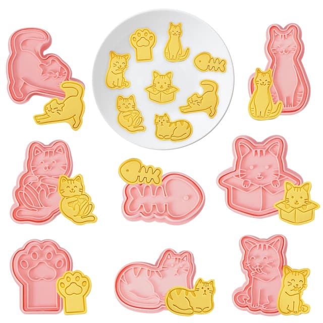 🐱 8 Stück Katze Ausstecher Ausstechform - Cookie Cutter Kinder Plätzchen Ausstecher Plastik