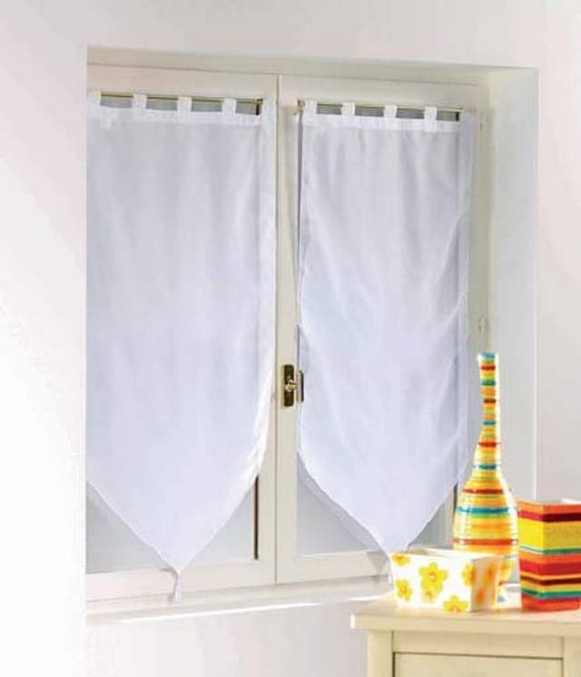 Angebot: Gardine Bommel Passanten - Voile Uni - Weiß - 2er Pack