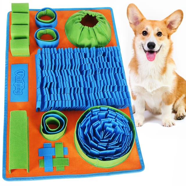 🐶🔍 Vivifying Schnüffelteppich Hunde - Interaktives Schnüffelspielzeug - Blau Grün