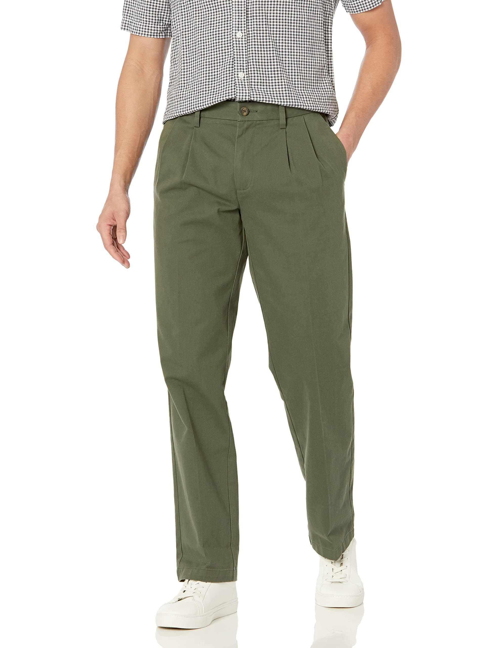 👖 Amazon Essentials Herren Knitterfreie Chinohose Dunkles Olivgrün 48W / 28L