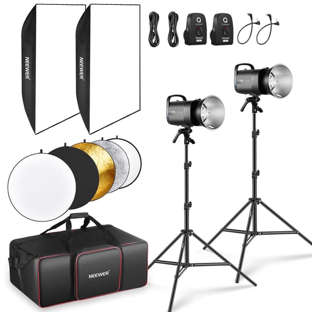 NEEWER 600Ws Studio Monolight Strobe Flash Set 2er Pack S101-300W PRO 5600K Blitzlicht Studio 📸