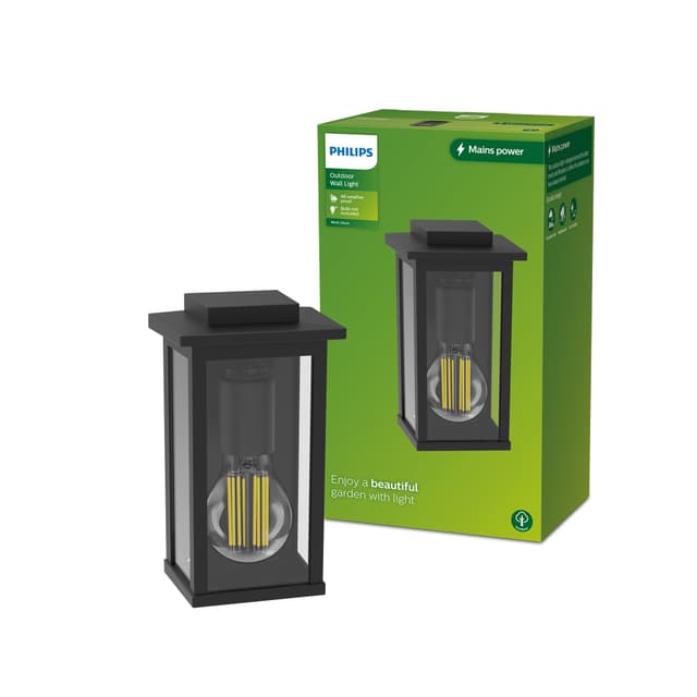 🌦️🔆 Philips Outdoor Mirth Wandleuchte eckig, max. 25W, IP44 wetterfest, schwarz - 30% Rabatt!