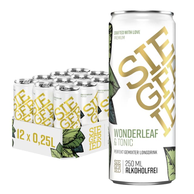 🍹 Siegfried Wonderleaf & Tonic | Alkoholfrei | 12 x 250ml Dose | Made in Germany 🇩🇪