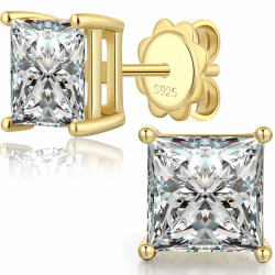 Jiamiaoi 18 Karat Weißgold plattiert Glänzend Ohrringe Silber 925 Stecker, 4mm-8mm 4A+ Zirkonia Ohrstecker Herz Ohrringe Fur Damen Herren D-quadrat gold 8mm(2.0 Ct)