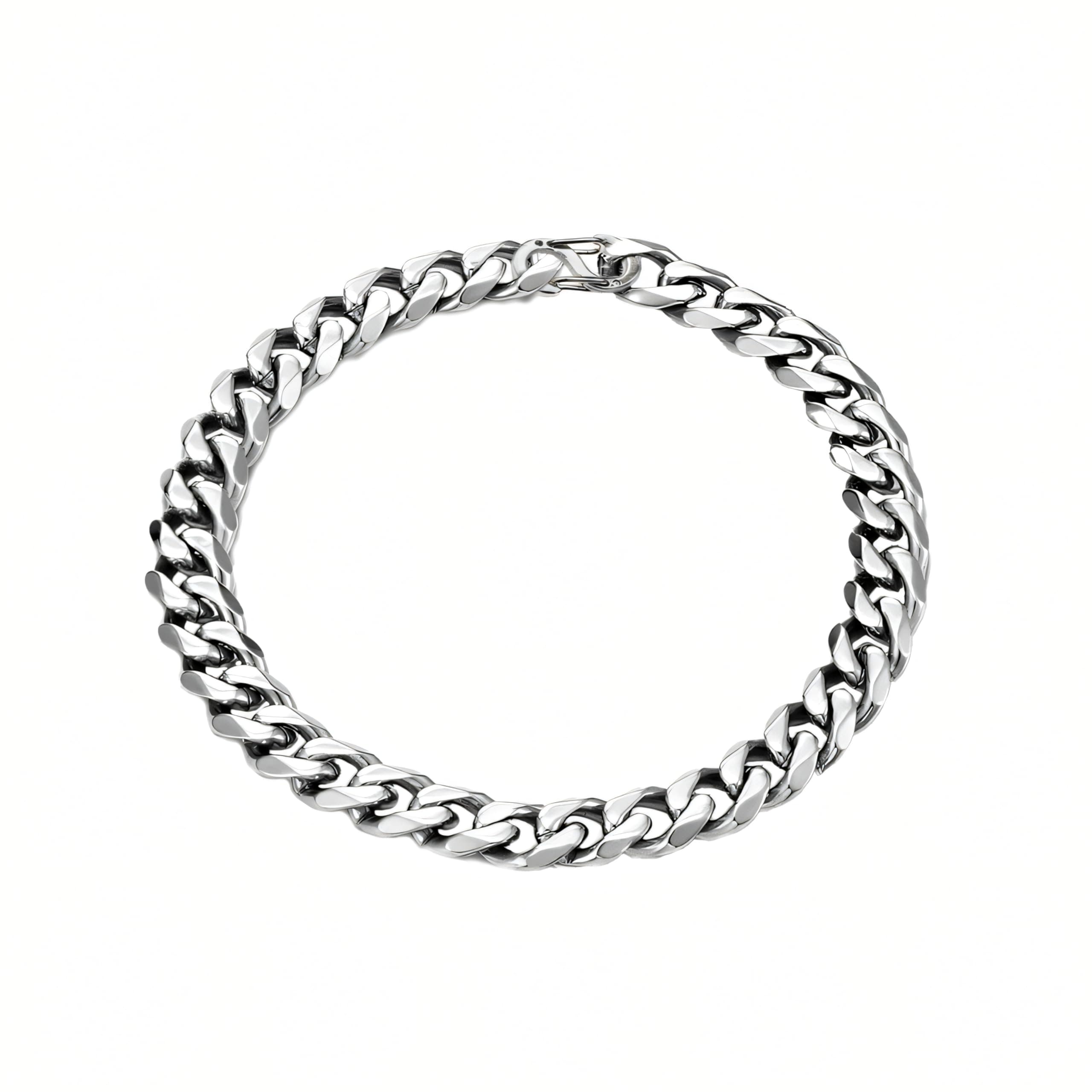 🎁 Dustill Edelstahl Herren Armband in Silber | 7 mm breit | Panzerkette schwer | Cuban chain
