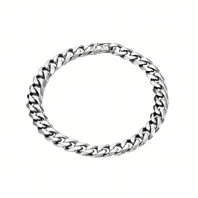 🎁 Dustill Edelstahl Herren Armband in Silber | 7 mm breit | Panzerkette schwer | Cuban chain