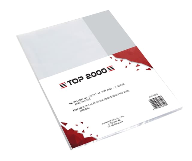 📚🌿 5er Packung Heft/Buch-Hüllen DIN-A4, transparent, Glasklar, recyclebares Polypropylen 0,09 mm Extra-Stark TOP-2000, 400161522