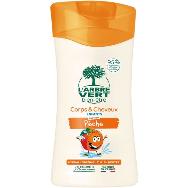 🌿 L'arbre vert Wellness Bain Dusch-Shampoo für Kinder mit Bio-Pfirsichextrakt