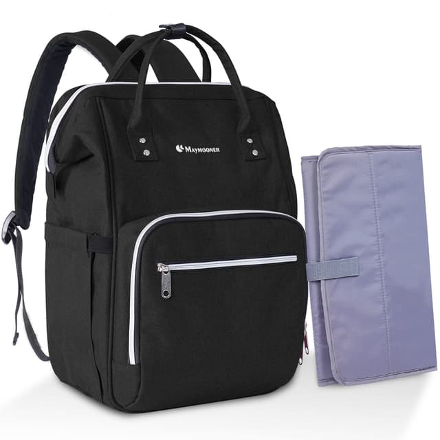 😍🎒 MAYMOONER Wasserdichter Baby Wickelrucksack - Große Wickeltasche für Mama und Papa Schwarz 🎁