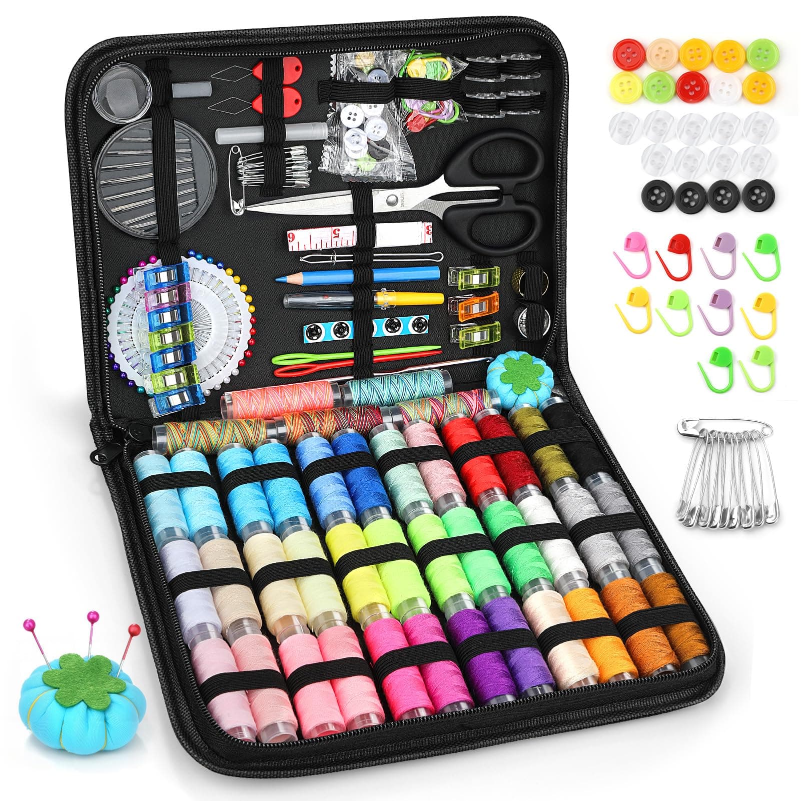 🧵 Glasflength Nähset mit Nähzubehör - Sewing Kit mit 41 Spulen Faden XL