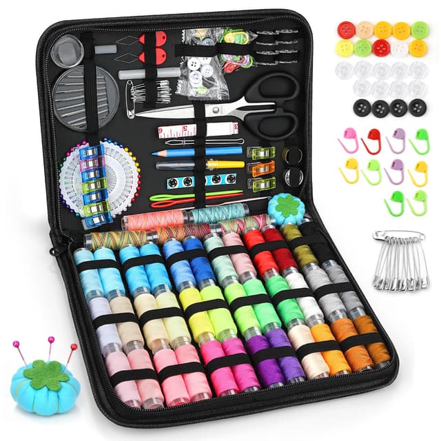 🧵 Glasflength Nähset mit Nähzubehör - Sewing Kit mit 41 Spulen Faden XL