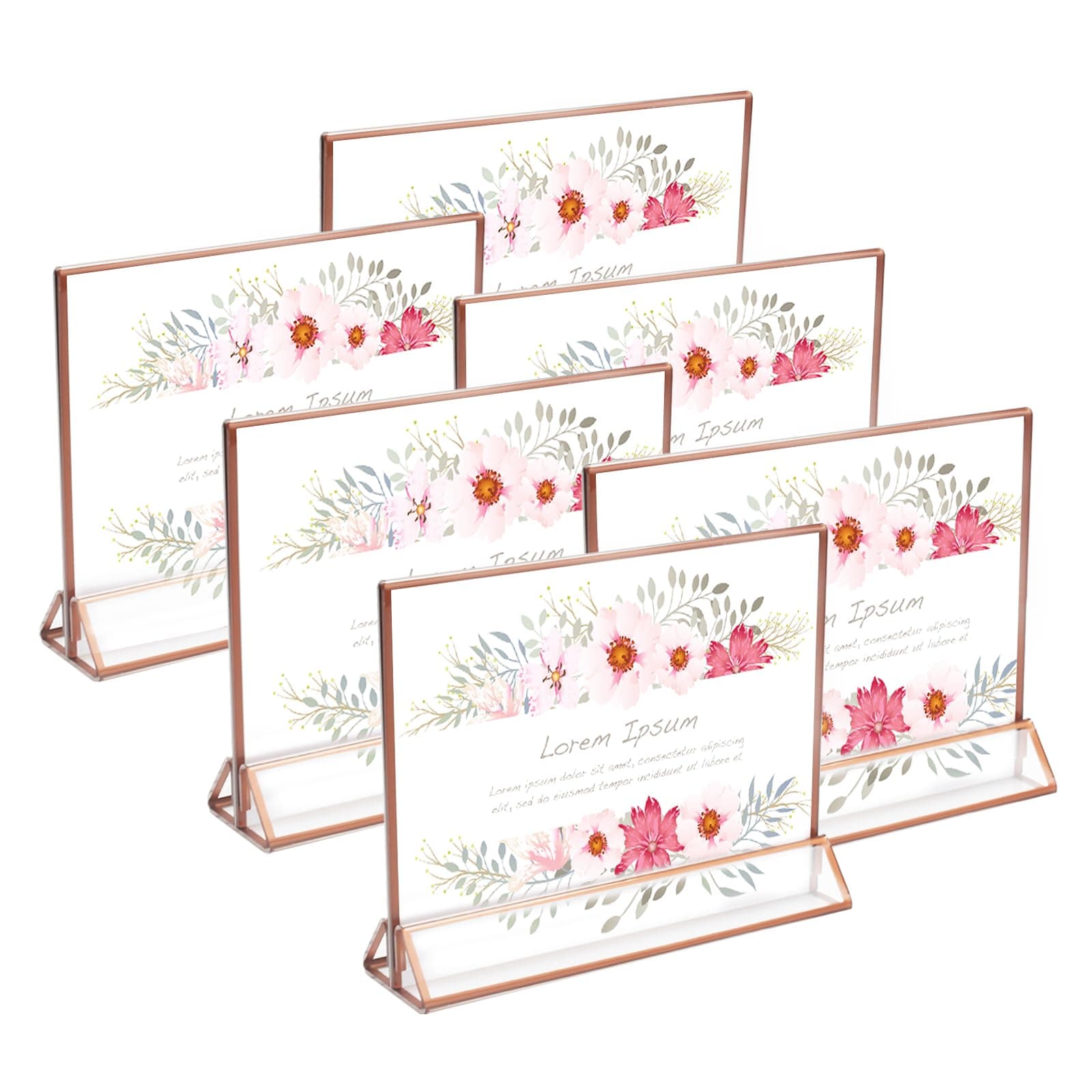 Minnhua 6 Stück Acryl Bilderrahmen Roségold 🌟 Tischkartenhalter & Tischnummern Hochzeit
