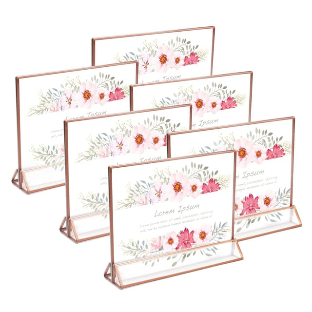 Minnhua 6 Stück Acryl Bilderrahmen Roségold 🌟 Tischkartenhalter & Tischnummern Hochzeit