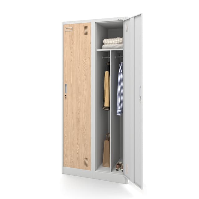 Jan Nowak Spind Metallschrank | Weiß/Sonoma Eiche | 180 cm x 80 cm x 50 cm 🚪🔒👔
