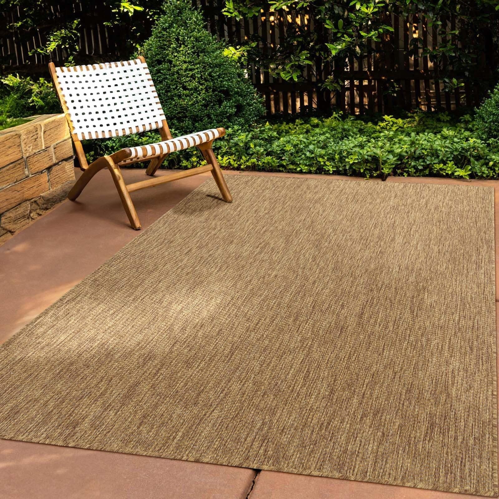 🌞 In & Outdoor Teppich 160x220 cm Braun - Wetterfest & Pflegeleicht 🌿