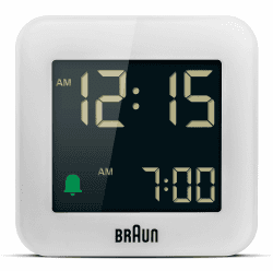 🕰️ Braun Digitaler Reisewecker mit Schlummerfunktion und Crescendo-Alarm in Weiß - Modell BC08W