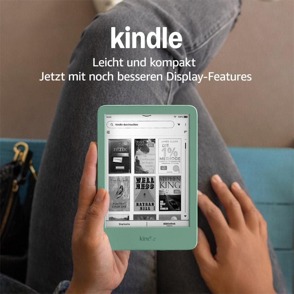 📚📱 Amazon Kindle (16 GB) - Der leichteste und kompakteste Kindle - matchagrün