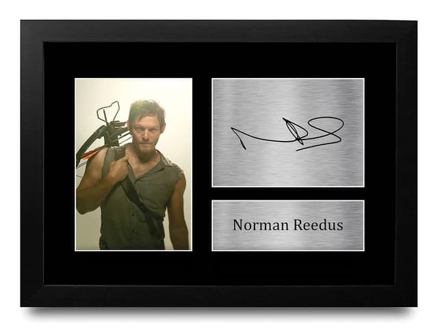 HWC Trading Norman Reedus A4 Gerahmte Signiert Gedruckt Autogramme Bild Druck-Fotoanzeige 🧟‍♂️🎁
