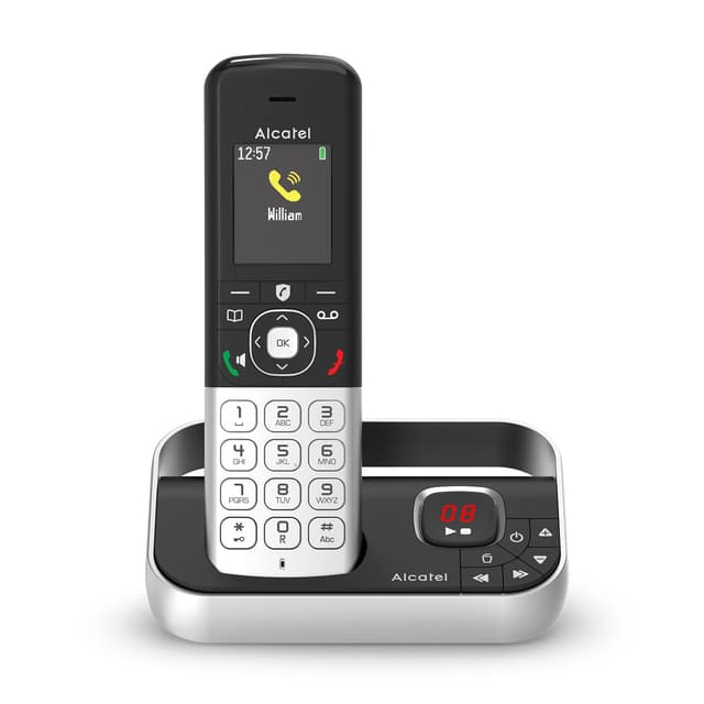📞🔒 ALCATEL FX990 Voice - Schnurloses DECT-Telefon mit Anrufbeantworter 50 Min. Schwarz/Grau