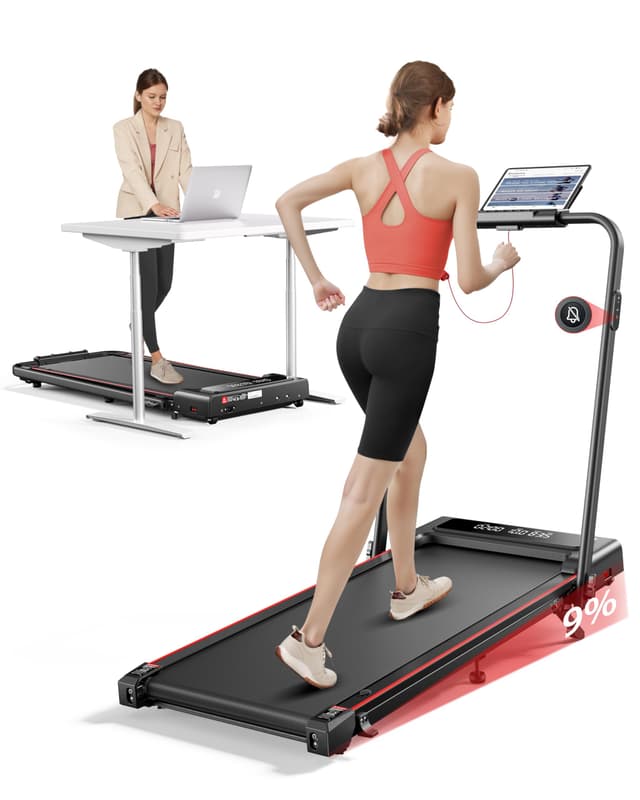🏃‍♂️ Laufband für Zuhause mit Neigung 4 IN 1 Walking Pad 12km/h Klappbar Stummschaltung Schwarz