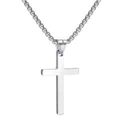 RWQIAN Kreuzkette Herren Kreuz kette Silber Gold Schwarz 🌟 Edelstahl Männer Anhänger Kreuz Halskette Schmuck für Damen 16"-24" Silber 0.6*1.0" 20.0 Zoll