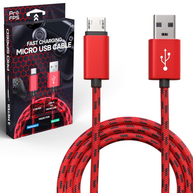 🎮 ProFPS 3m Micro USB Kabel für PS4 Controller Ladekabel - 5A Schnell USB Ladekabel