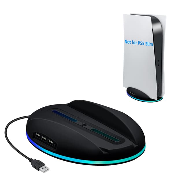 🎮🌈 Mcbazel PS5 Standfuß RGB Vertikale Ständer Halterung mit USB2.0 Hub Ladeanschlüssen - Schwarz