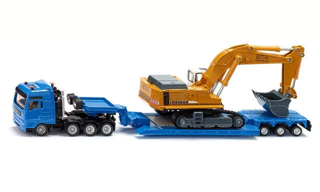 🚛🏗️ Siku 1847 Schwertransporter mit Tiefbettauflieger Single 🏗️🚛