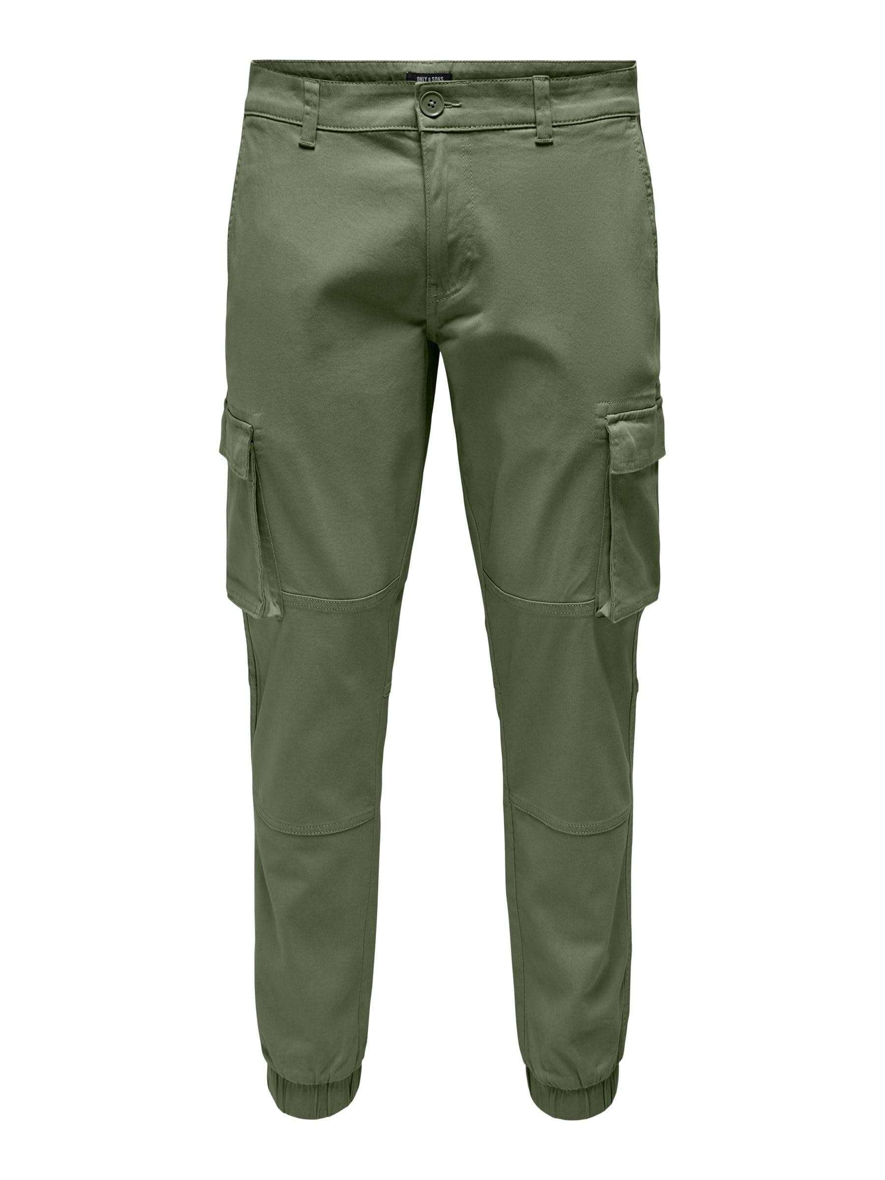 🔥 NUR & SÖHNE Männer Cargo-Hose ONSCAM Verjüngt - 32W / 32L Tiefes Moosgrün 🛍️