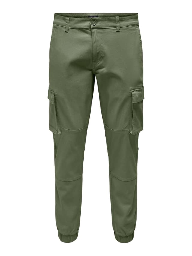 🔥 NUR & SÖHNE Männer Cargo-Hose ONSCAM Verjüngt - 32W / 32L Tiefes Moosgrün 🛍️