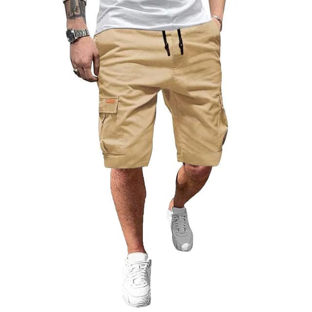 Ougelebo Herren Cargo Shorts mit elastischer Taille Khaki XXL 🩳