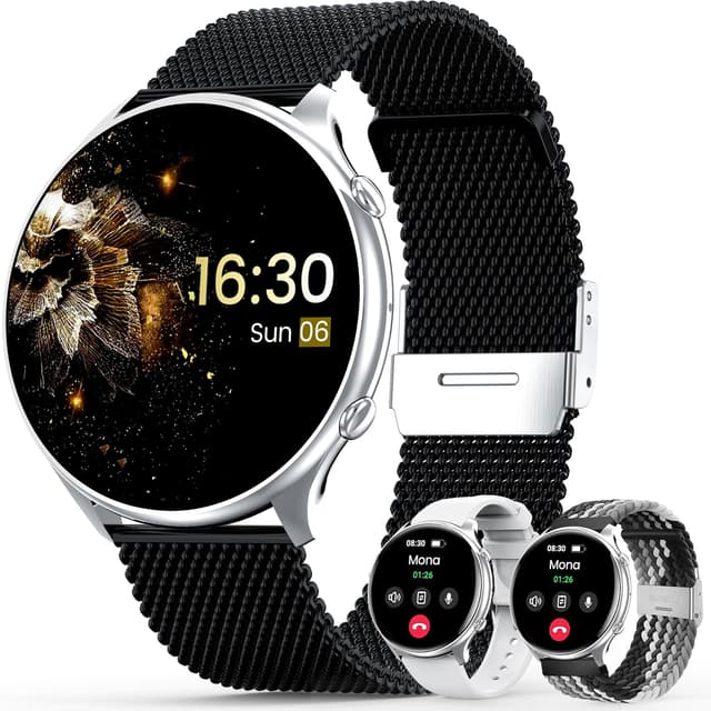 🌟 elfofle Smartwatch Damen mit Telefonfunktion - Schwarz Silber 🌟