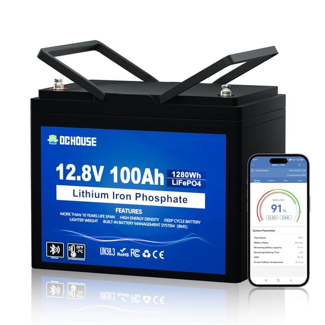 DCHOUSE 12V 100AH LiFePO4 Bluetooth Lithium Batterie 🌞🔋