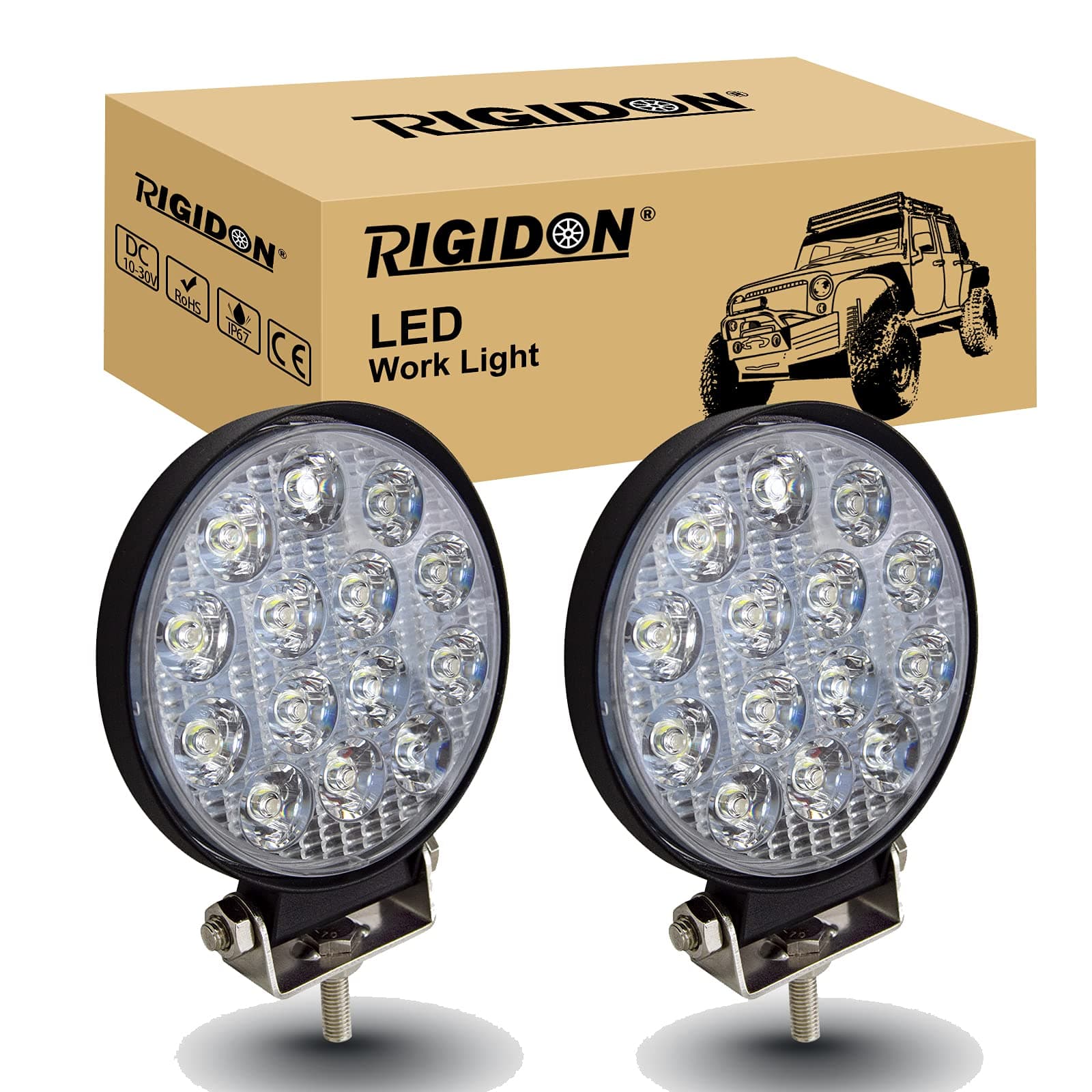 RIGIDON 2 Pcs Auto rund scheinwerfer, 4 Zoll 10cm 42W Spot Strahler 🚗