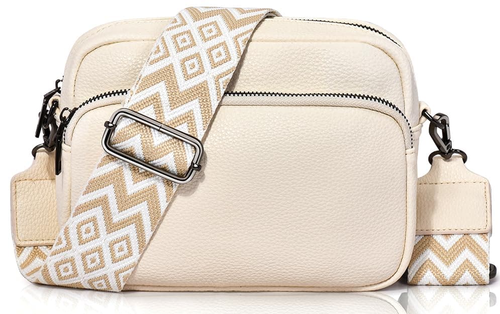 👜 GASSDA Crossbody Bag Damen Kleine Umhängetasche Damen PU Leder Handtasche Damen Kleine Taschen mit Abnehmbarem Schultergurt Beige