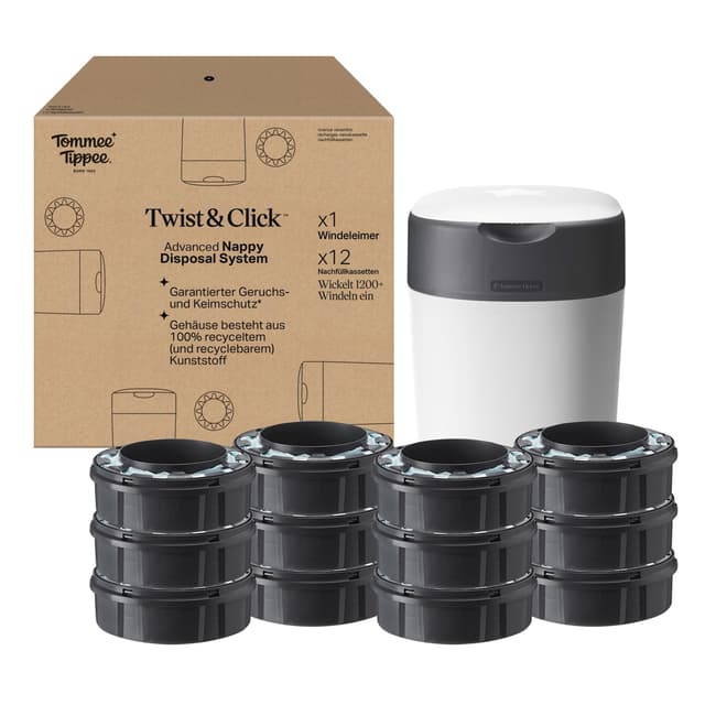 🌿👶 Tommee Tippee Twist and Click Advanced Windeleimer mit GREENFILM Kassetten - Angebot!