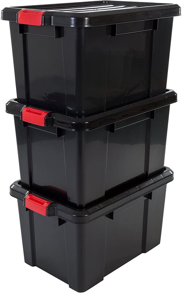 📦🔒 Iris Ohyama Plastik Aufbewahrungsboxen 50L 3er Set Schwarz