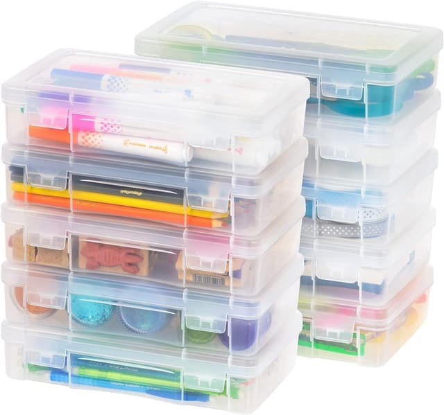 🌟 Mega Deal 🌟 Iris Ohyama Aufbewahrungsbox Set - Transparent, Stapelbar, Schnappverschluss