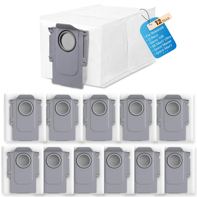 🌟 12 Stück Staubbeutel für Roborock Saros 10/10R/S8 MaxV Ultra/Qrevo Pro/Q revo 🤖