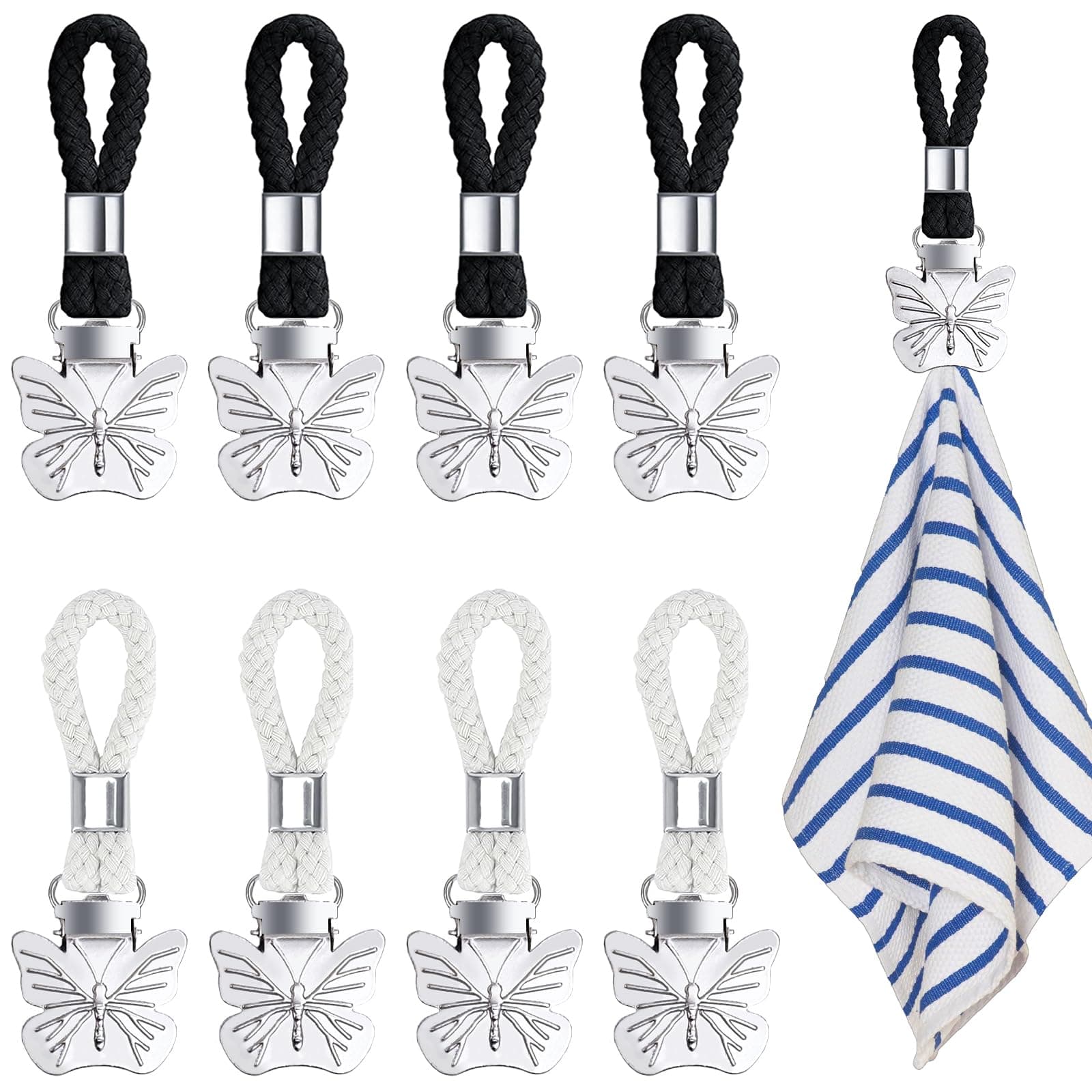 🦋 8 Stück Schmetterling Handtuch Clips - Beige und Schwarz 🦋