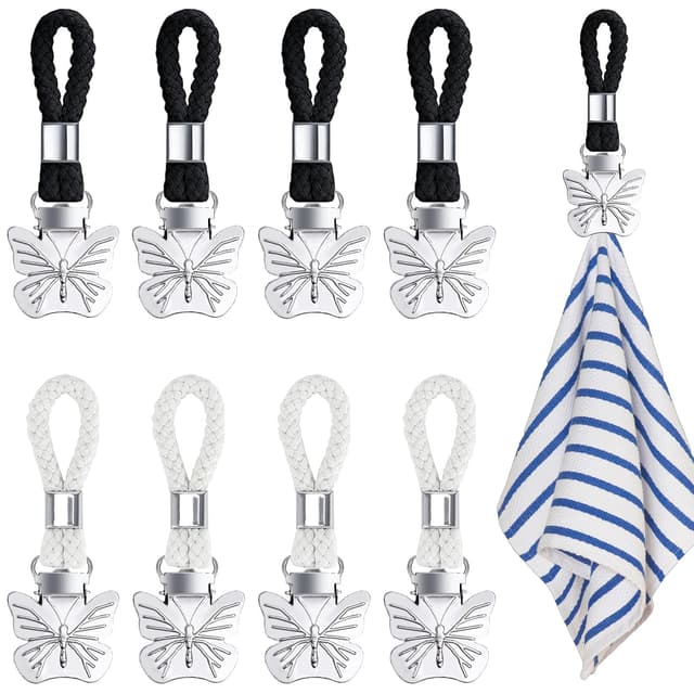 🦋 8 Stück Schmetterling Handtuch Clips - Beige und Schwarz 🦋