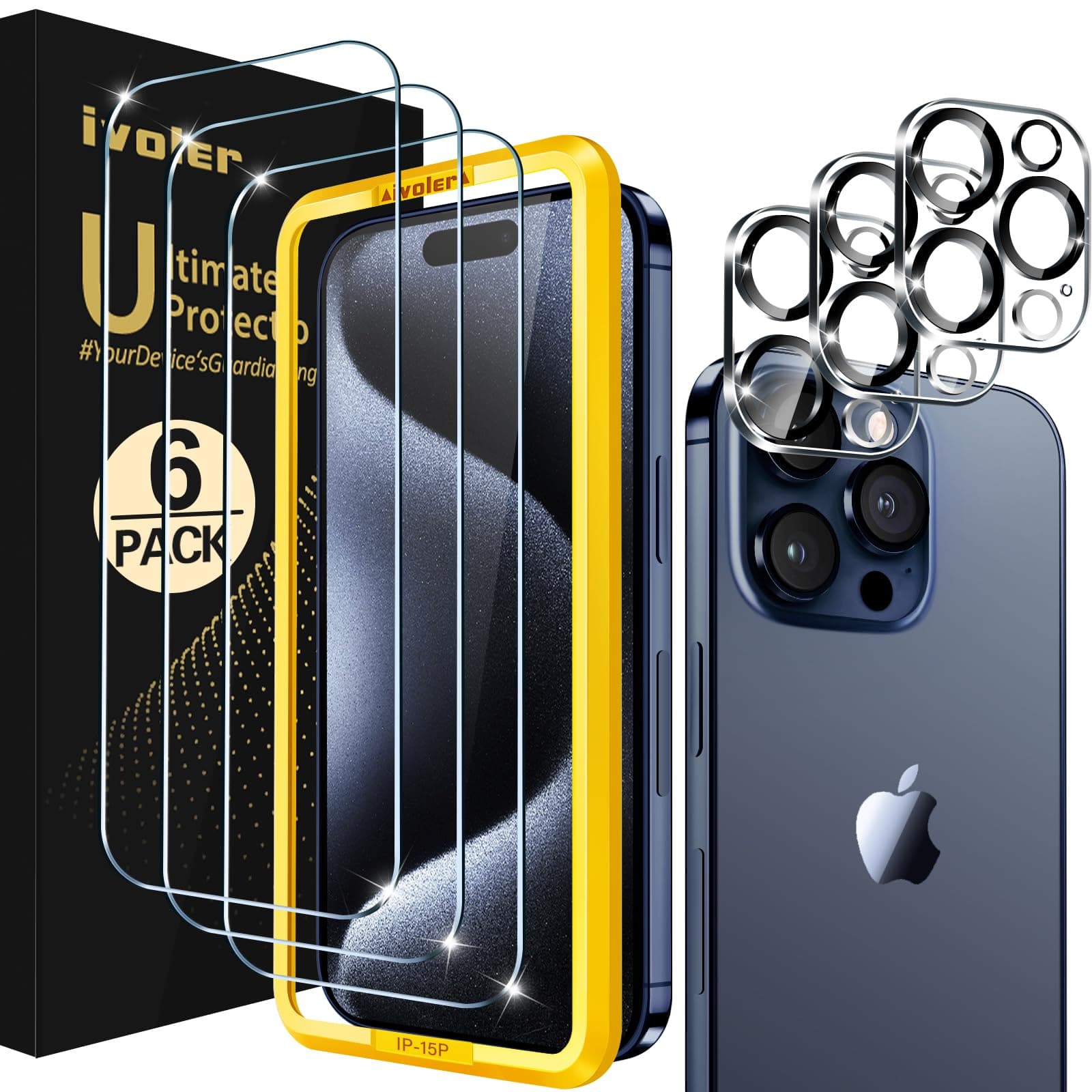 📱 iVoler 3+3 Stück Panzer Schutz Glas für iPhone 15 Pro Max 6.7 Zoll 🛡️