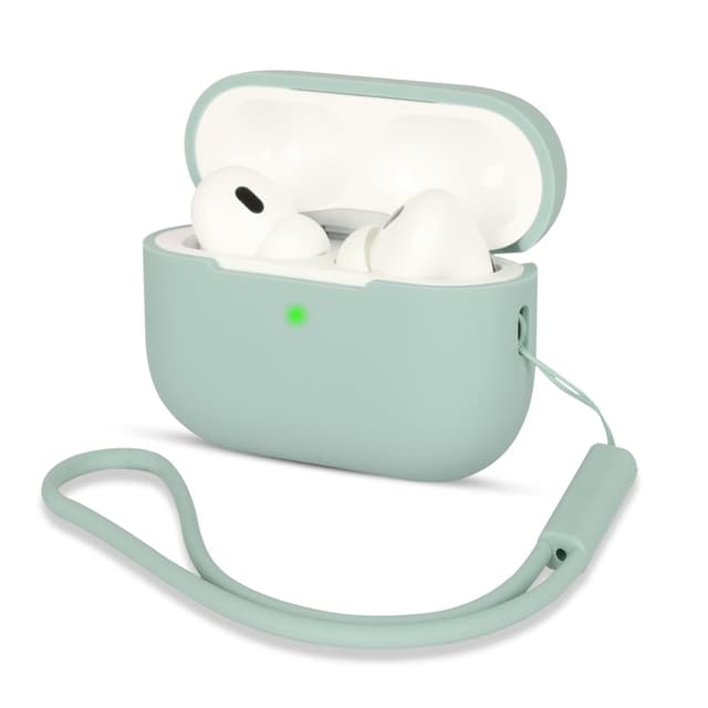 AOTUAO Kompatibel mit AirPods Pro 2 Hülle Case, Silikon Stoßfeste Schutzhülle für AirPods Pro 2. Generation 2022 Case Cover mit Silikon Lanyard, Front-LED Sichtbar, Cloud Grey 🎧