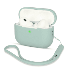 AOTUAO Kompatibel mit AirPods Pro 2 Hülle Case, Silikon Stoßfeste Schutzhülle für AirPods Pro 2. Generation 2022 Case Cover mit Silikon Lanyard, Front-LED Sichtbar, Cloud Grey 🎧