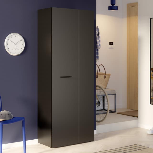 🌟 Super Deal! FORTE NET106 Schrank 70: Schuhschrank, Garderobenschrank, Schwarz 🌟